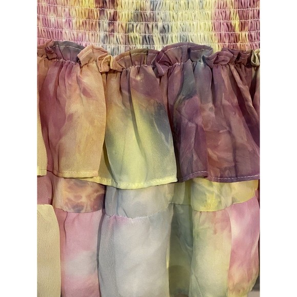 Skylar Madison Smocked Ruffled Tiered Mini Skirt Sz L Large Rainbow Colored NWT - Picture 5 of 11